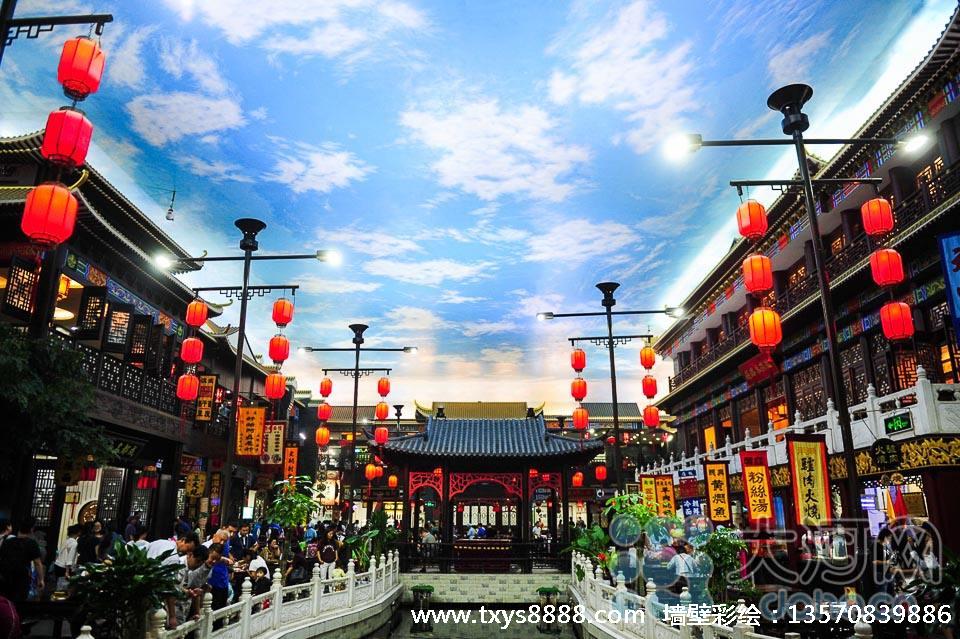 开封小宋城美食城蓝天白云设计者—中国首位3d绘画艺术家