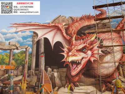 大型旅游景区墙体3D彩绘涂鸦工程  手绘彩绘涂鸦壁画公司
