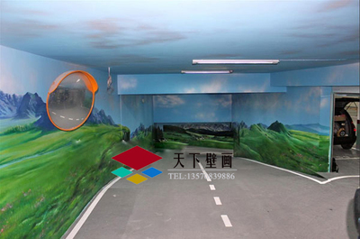 深圳車庫藍天白云墻繪