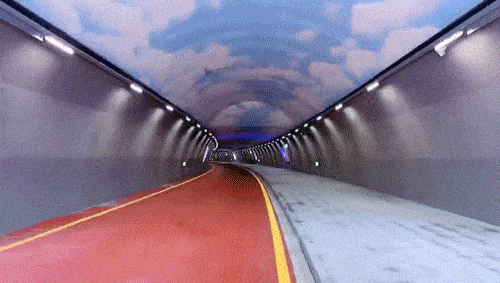 珠海隧道顶部蓝天白云彩绘