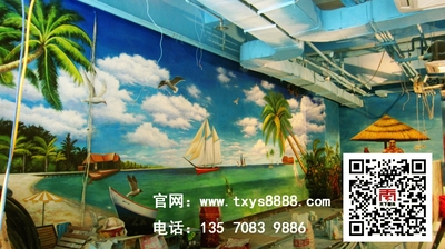 深圳探海主题餐厅海洋3D彩绘